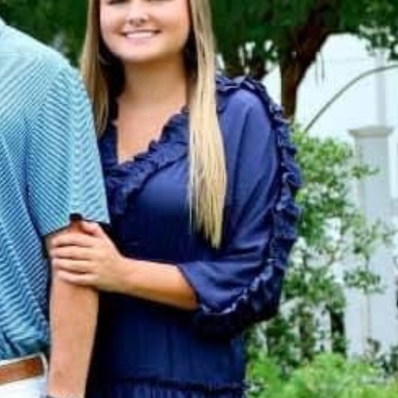 Navy Ruffle Mini Dress - Picture 4 of 4